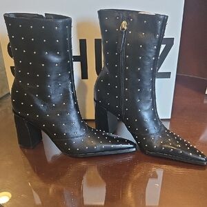 SCHUTZ Raffaela Black Studded Heeled Boots